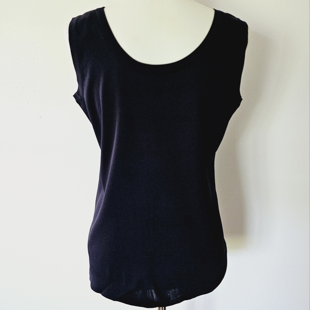 Exclusively Misook Dark Navy Double Scoopneck Tank Size Medium - Picture 5 of 7